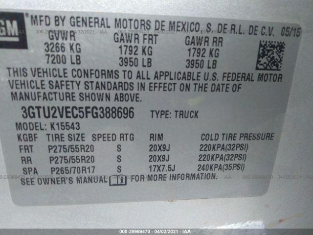 Photo 8 VIN: 3GTU2VEC5FG388696 - GMC SIERRA 1500 