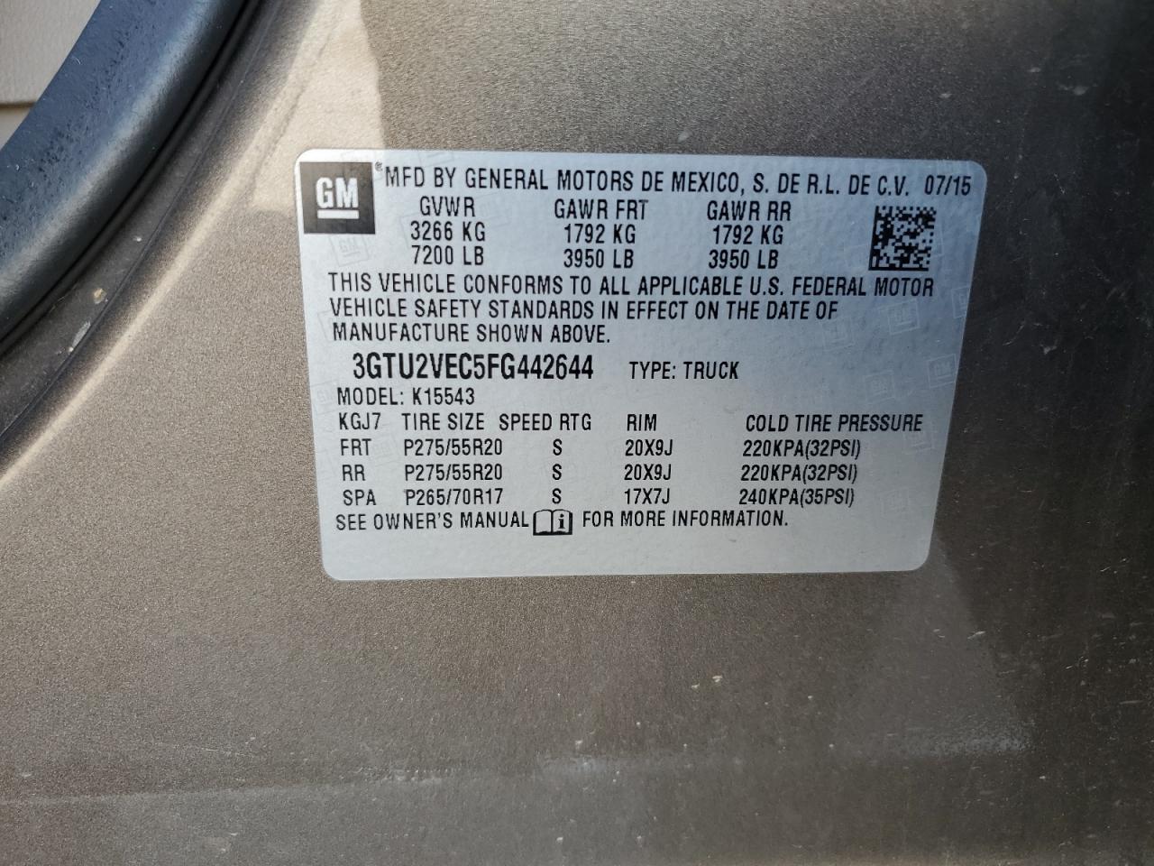 Photo 11 VIN: 3GTU2VEC5FG442644 - GMC SIERRA 