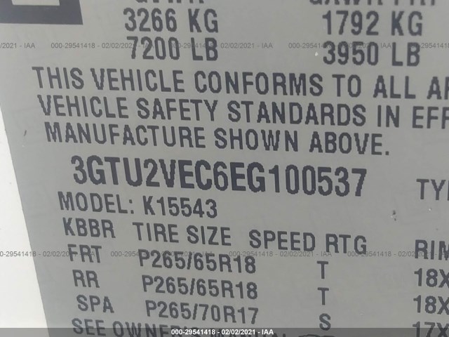 Photo 8 VIN: 3GTU2VEC6EG100537 - GMC SIERRA 1500 