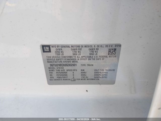 Photo 8 VIN: 3GTU2VEC6EG362901 - GMC SIERRA 1500 