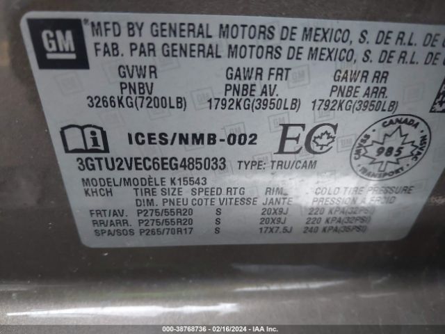 Photo 8 VIN: 3GTU2VEC6EG485033 - GMC SIERRA 1500 