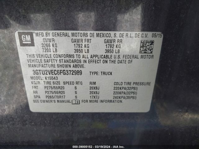 Photo 8 VIN: 3GTU2VEC6FG372989 - GMC SIERRA 1500 