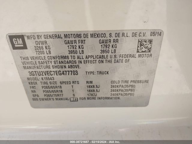 Photo 8 VIN: 3GTU2VEC7EG477703 - GMC SIERRA 1500 