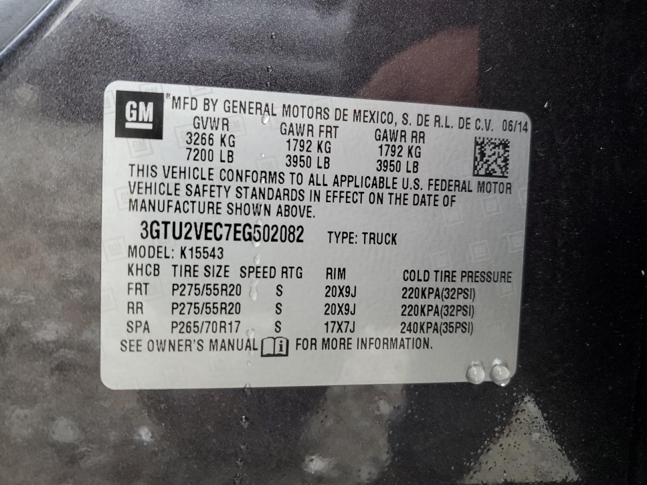 Photo 12 VIN: 3GTU2VEC7EG502082 - GMC SIERRA 