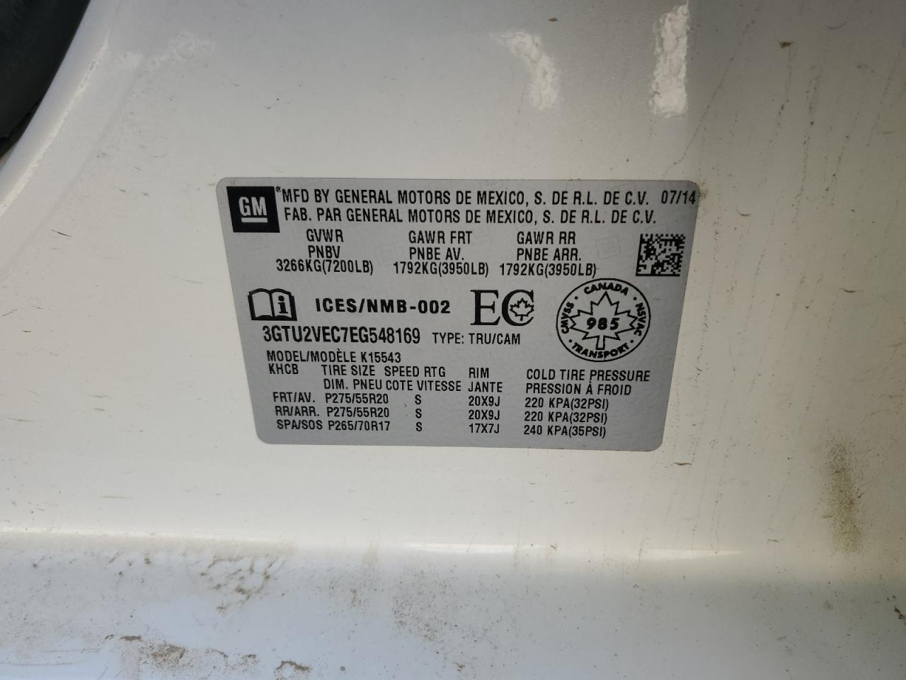 Photo 12 VIN: 3GTU2VEC7EG548169 - GMC SIERRA 