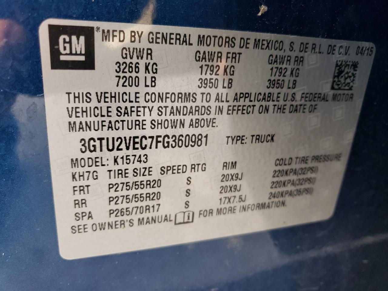 Photo 11 VIN: 3GTU2VEC7FG360981 - GMC SIERRA 