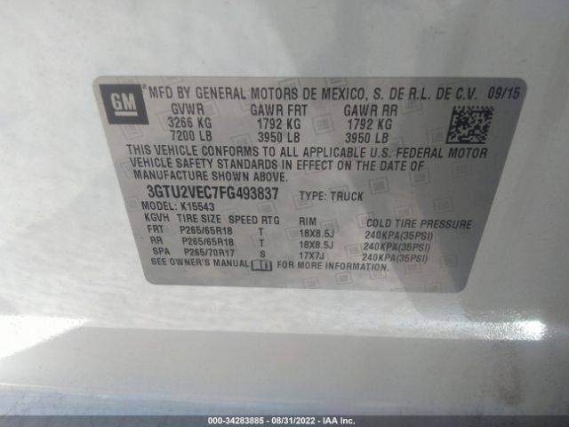 Photo 8 VIN: 3GTU2VEC7FG493837 - GMC SIERRA 1500 