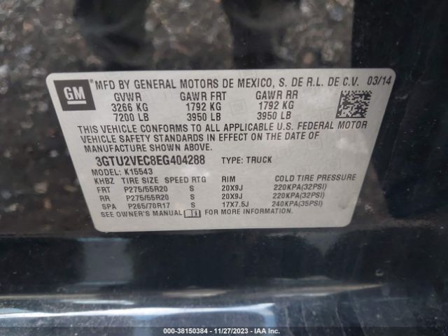 Photo 8 VIN: 3GTU2VEC8EG404288 - GMC SIERRA 1500 