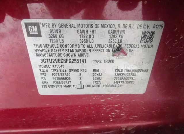 Photo 8 VIN: 3GTU2VEC8FG255141 - GMC SIERRA 1500 