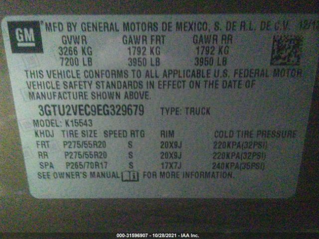 Photo 8 VIN: 3GTU2VEC9EG329679 - GMC SIERRA 1500 