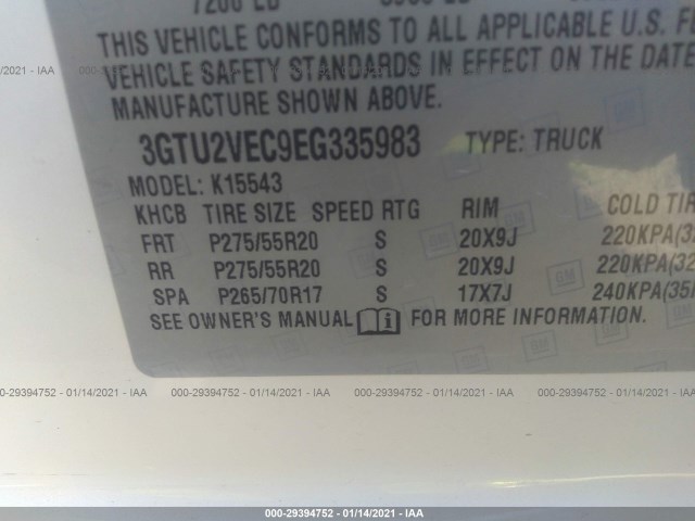 Photo 8 VIN: 3GTU2VEC9EG335983 - GMC SIERRA 1500 