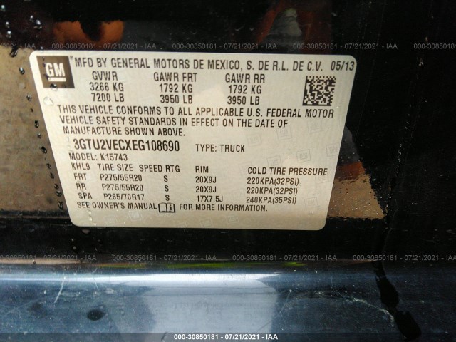 Photo 8 VIN: 3GTU2VECXEG108690 - GMC SIERRA 1500 