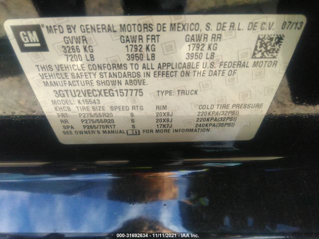 Photo 8 VIN: 3GTU2VECXEG157775 - GMC SIERRA 1500 