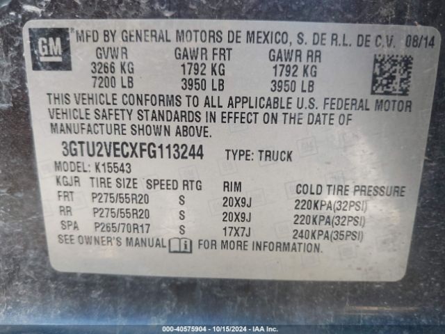 Photo 8 VIN: 3GTU2VECXFG113244 - GMC SIERRA 