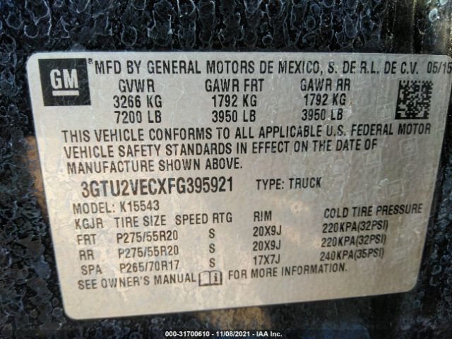 Photo 8 VIN: 3GTU2VECXFG395921 - GMC SIERRA 1500 