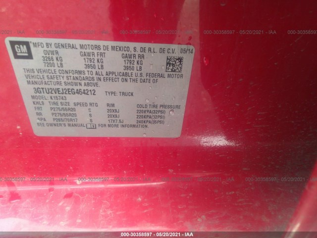 Photo 8 VIN: 3GTU2VEJ2EG464212 - GMC SIERRA 1500 