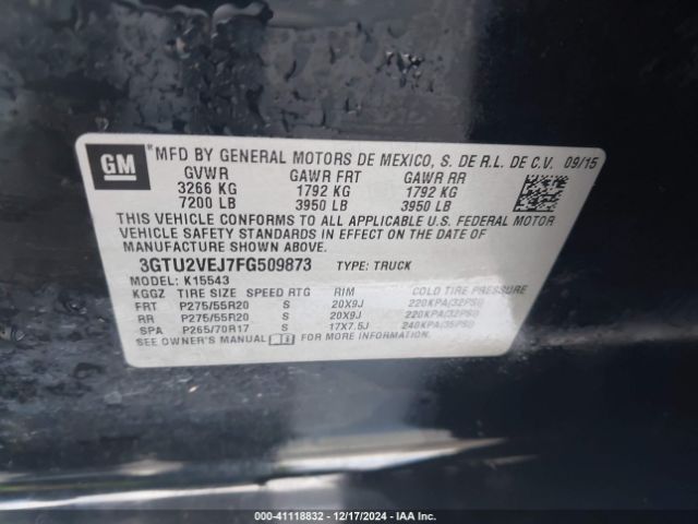 Photo 8 VIN: 3GTU2VEJ7FG509873 - GMC SIERRA 