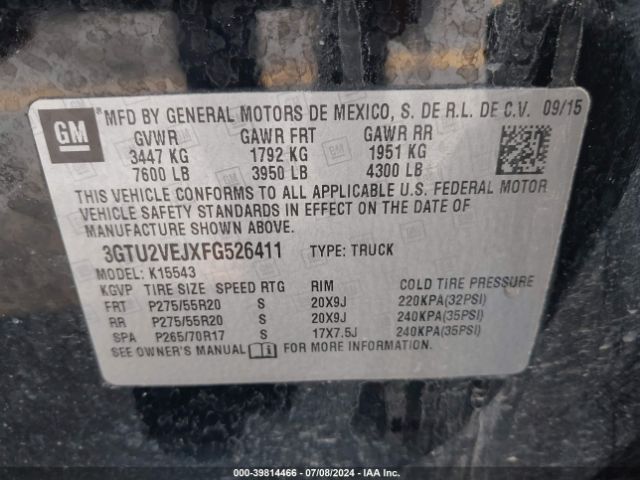 Photo 8 VIN: 3GTU2VEJXFG526411 - GMC SIERRA 1500 