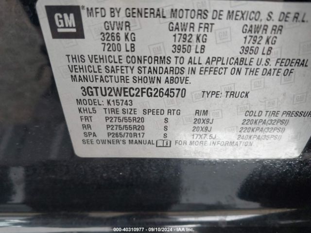 Photo 8 VIN: 3GTU2WEC2FG264570 - GMC SIERRA 