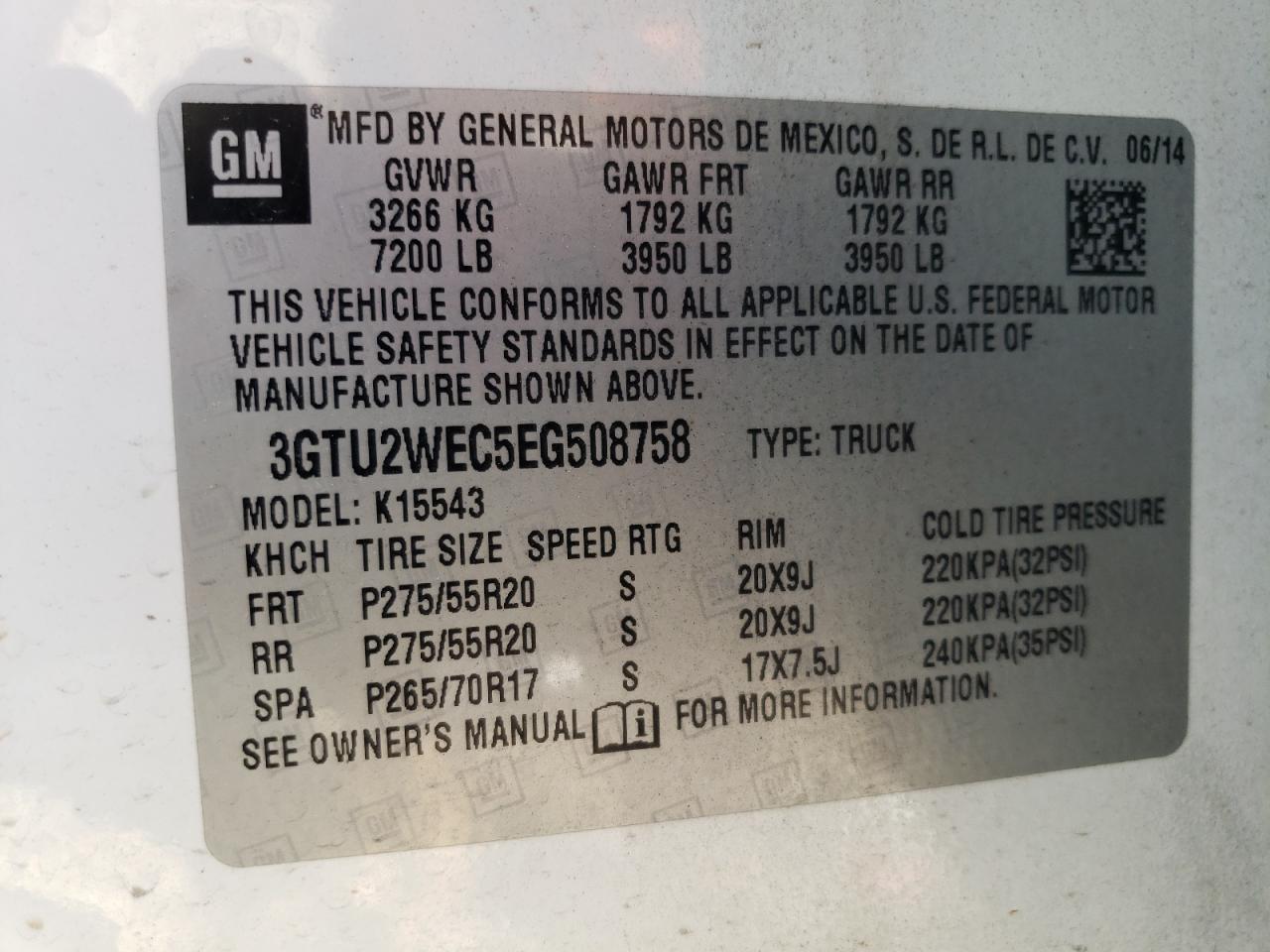 Photo 11 VIN: 3GTU2WEC5EG508758 - GMC SIERRA 