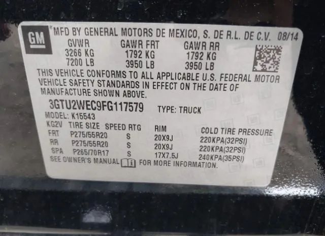 Photo 8 VIN: 3GTU2WEC9FG117579 - GMC SIERRA 1500 