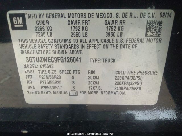 Photo 8 VIN: 3GTU2WEC9FG126041 - GMC SIERRA 1500 