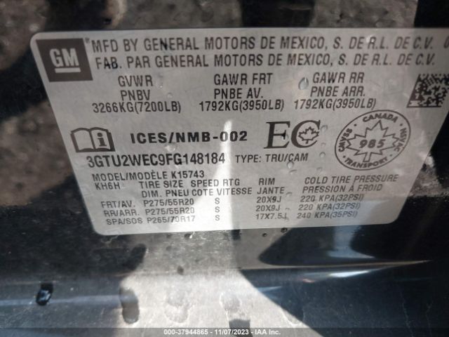 Photo 8 VIN: 3GTU2WEC9FG148184 - GMC SIERRA 1500 