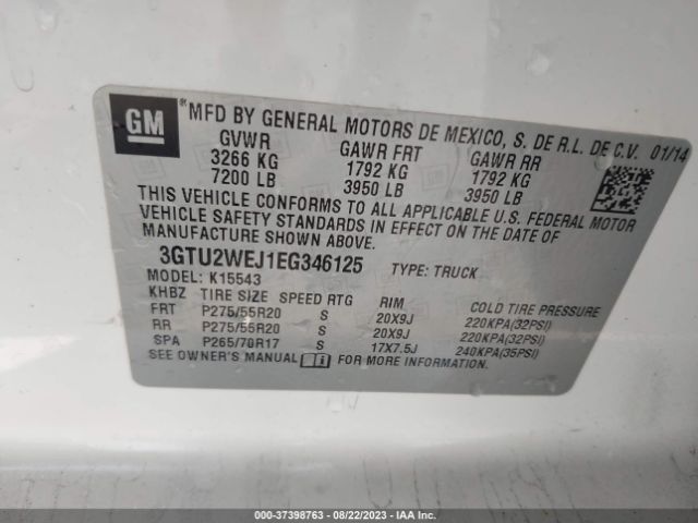 Photo 8 VIN: 3GTU2WEJ1EG346125 - GMC SIERRA 1500 