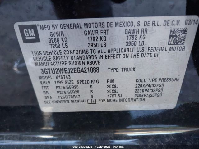 Photo 8 VIN: 3GTU2WEJ2EG421088 - GMC SIERRA 1500 