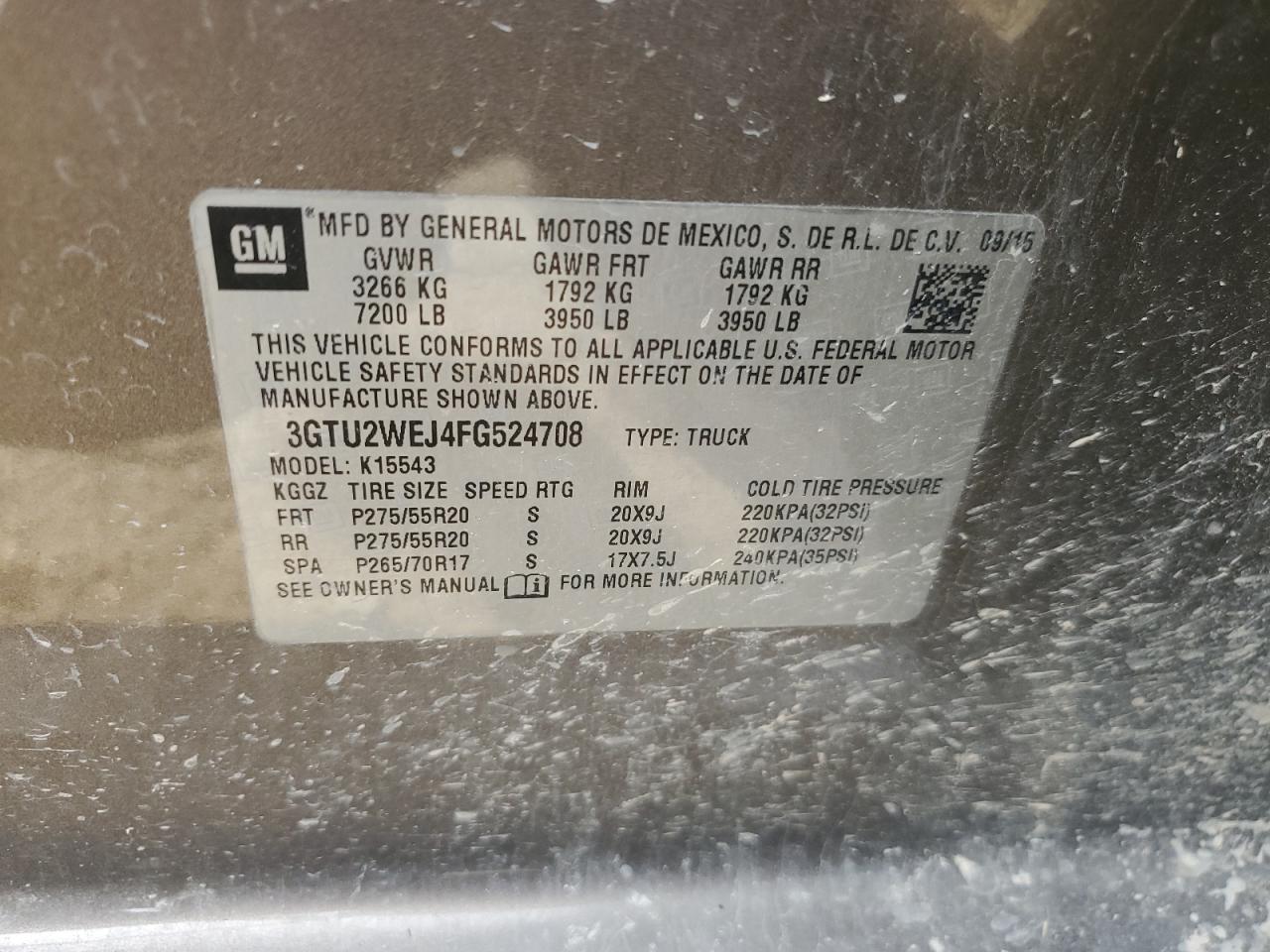 Photo 11 VIN: 3GTU2WEJ4FG524708 - GMC SIERRA 