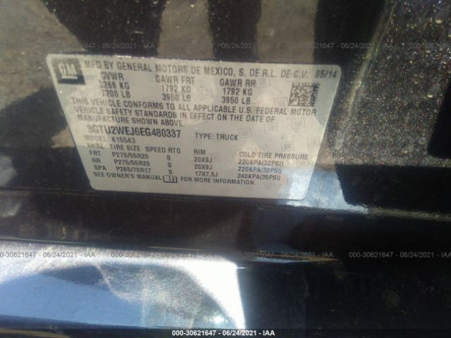 Photo 8 VIN: 3GTU2WEJ6EG480337 - GMC SIERRA 1500 