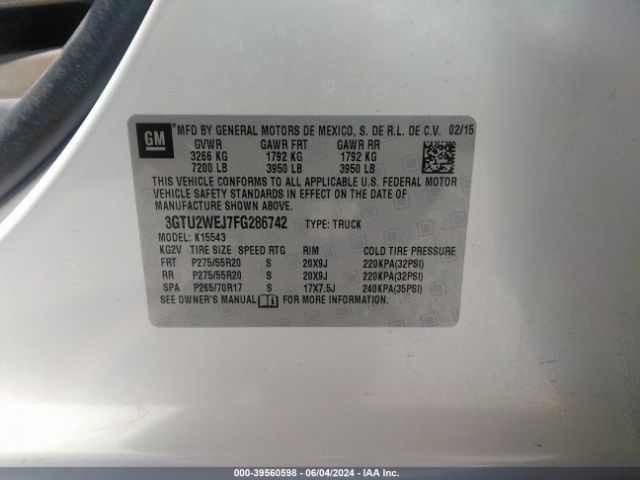 Photo 8 VIN: 3GTU2WEJ7FG286742 - GMC SIERRA 