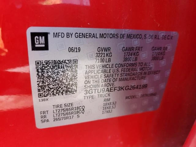 Photo 11 VIN: 3GTU9AEF3KG264189 - GMC SIERRA K15 