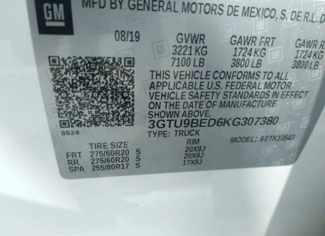 Photo 8 VIN: 3GTU9BED6KG307380 - GMC SIERRA 1500 