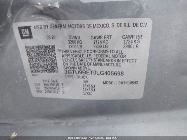 Photo 8 VIN: 3GTU9BET0LG405698 - GMC SIERRA 