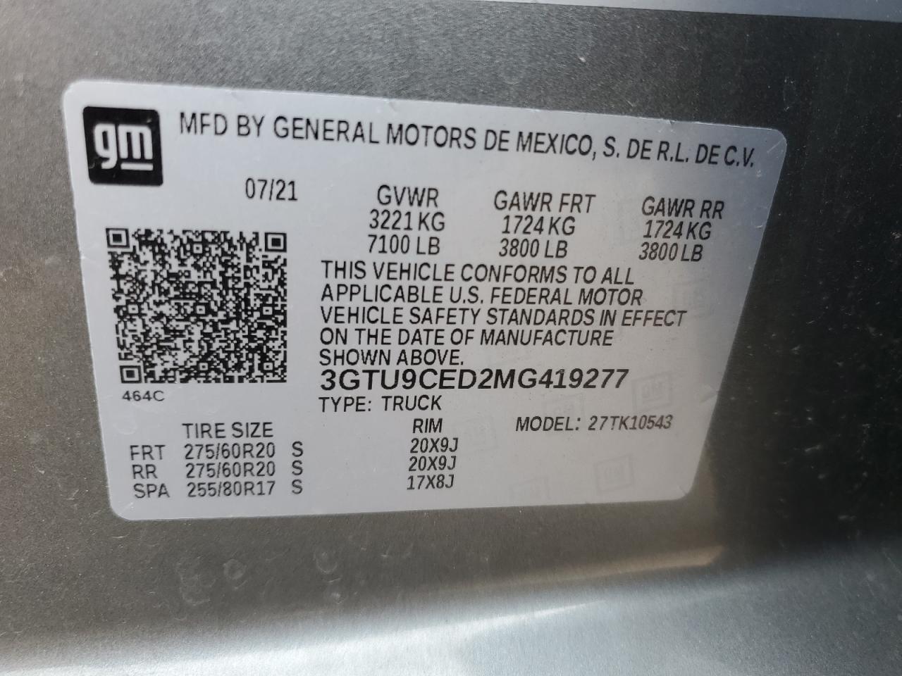 Photo 11 VIN: 3GTU9CEB2MG419277 - GMC NULL 