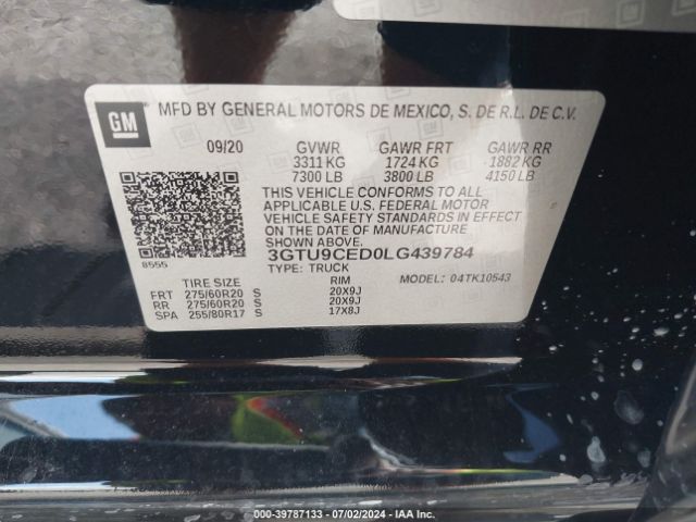 Photo 8 VIN: 3GTU9CED0LG439784 - GMC SIERRA 1500 