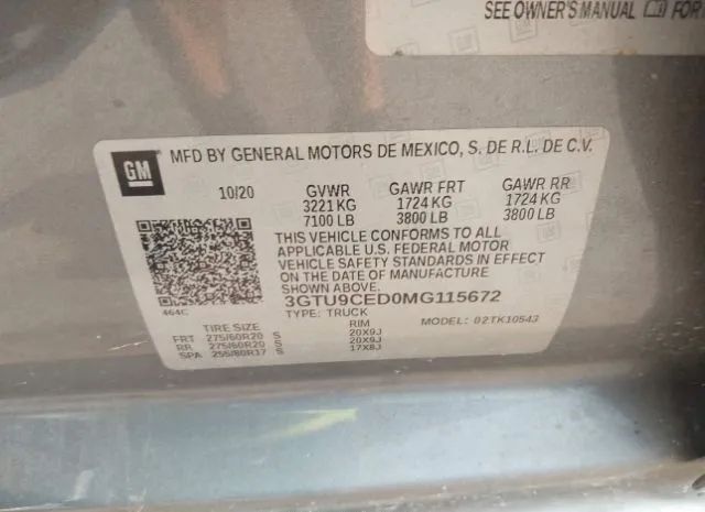 Photo 8 VIN: 3GTU9CED0MG115672 - GMC SIERRA 1500 