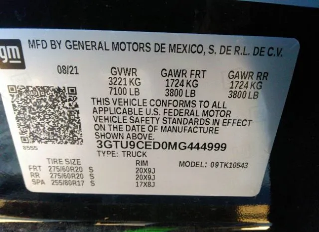 Photo 8 VIN: 3GTU9CED0MG444999 - GMC SIERRA 1500 