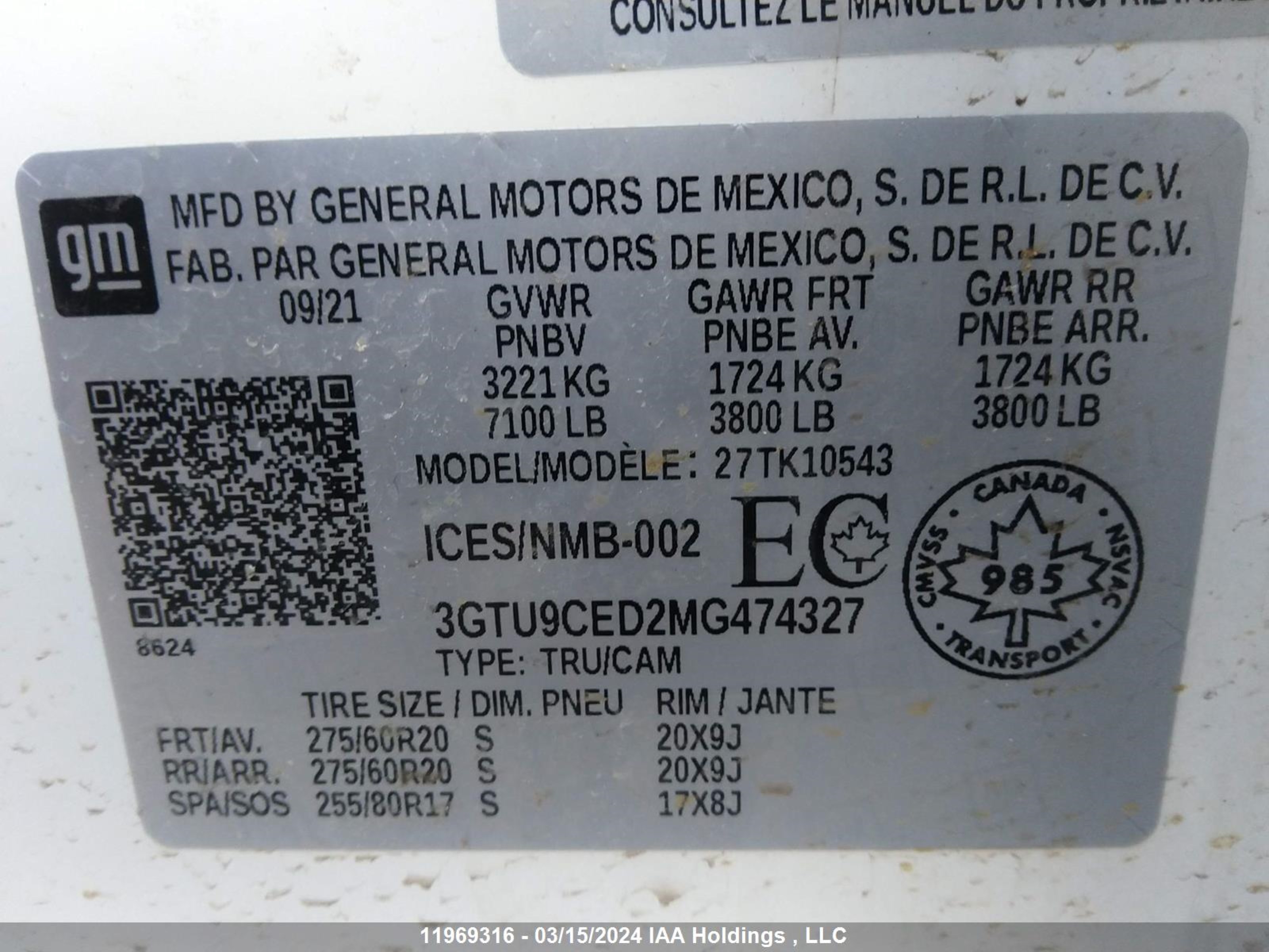 Photo 8 VIN: 3GTU9CED2MG474327 - GMC SIERRA 