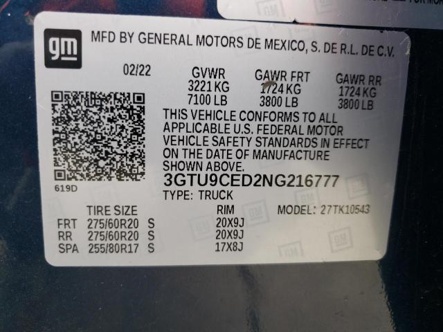 Photo 12 VIN: 3GTU9CED2NG216777 - GMC SIERRA 