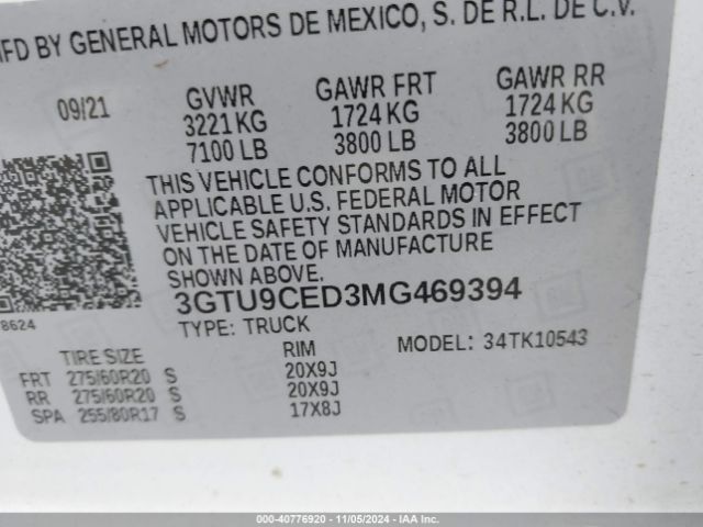 Photo 8 VIN: 3GTU9CED3MG469394 - GMC SIERRA 