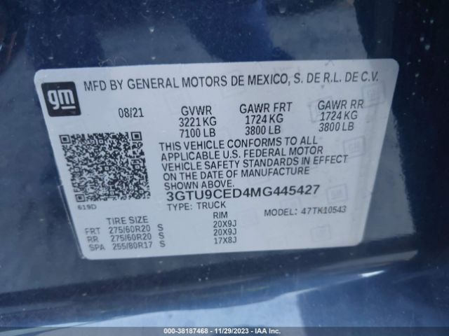 Photo 8 VIN: 3GTU9CED4MG445427 - GMC SIERRA 1500 