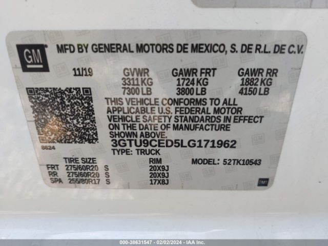 Photo 8 VIN: 3GTU9CED5LG171962 - GMC SIERRA 1500 