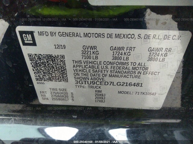 Photo 8 VIN: 3GTU9CED7LG216481 - GMC SIERRA 1500 