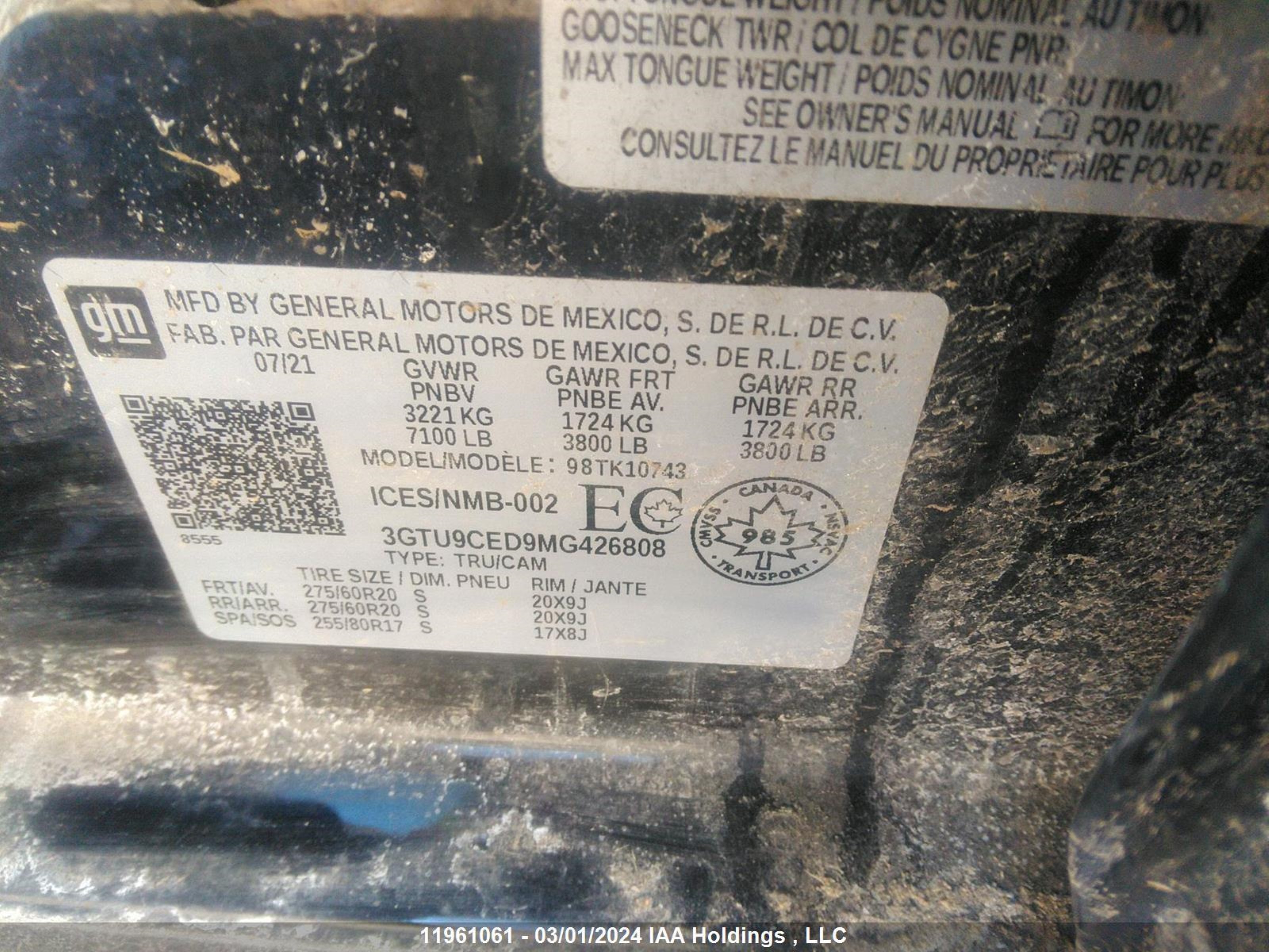 Photo 8 VIN: 3GTU9CED9MG426808 - GMC SIERRA 