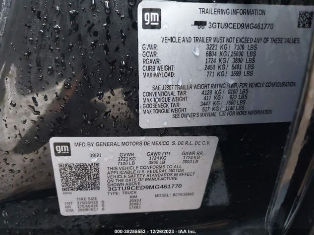 Photo 8 VIN: 3GTU9CED9MG461770 - GMC SIERRA 1500 