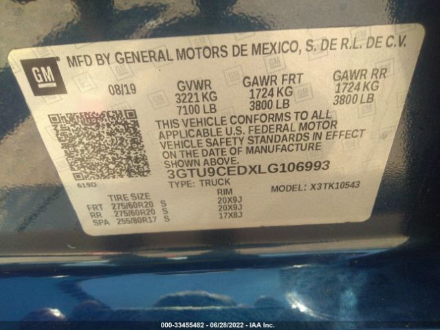 Photo 8 VIN: 3GTU9CEDXLG106993 - GMC SIERRA 1500 