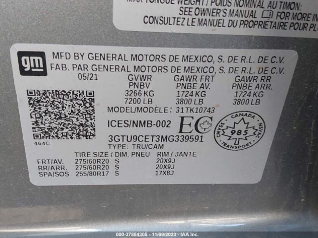 Photo 8 VIN: 3GTU9CET3MG339591 - GMC SIERRA 1500 