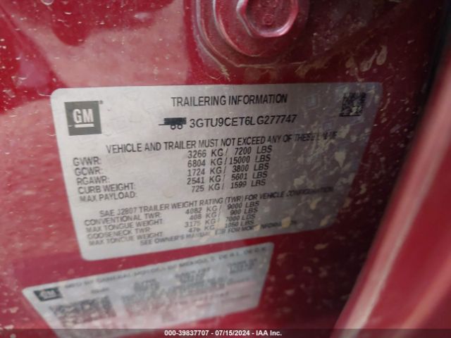 Photo 8 VIN: 3GTU9CET6LG277747 - GMC SIERRA 1500 